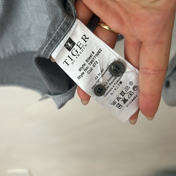 Tiger of Sweden button down shirt Steel 8 grey dot cotton size 41 medium - Picture 3 of 7